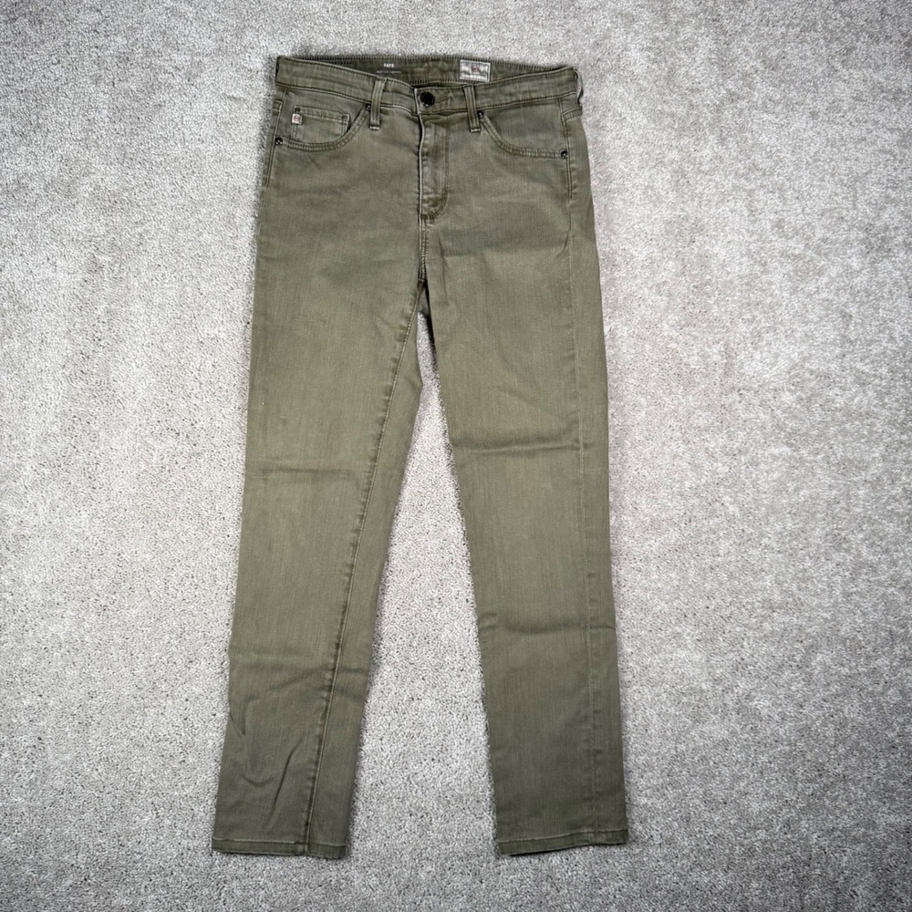 AG Adriano Goldschmied‎ Faye Mid Rise Cigarette Pants Olive Green Women's 26R - Picture 2 of 11